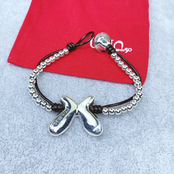 Uno de 50 Sterling silver-plated double leather bracelet - Picture 3 of 4